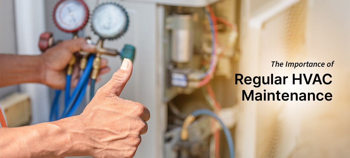 HVAC technician thumbs up while doing HVAC maintenance. "The Importance of Regular HVAC Maintenance"